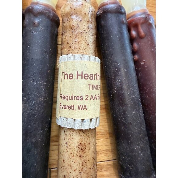 Set of 5 LED Taper Flicker Candles Beige/Dark Brown AA Batteries 6” - Picture 5 of 8